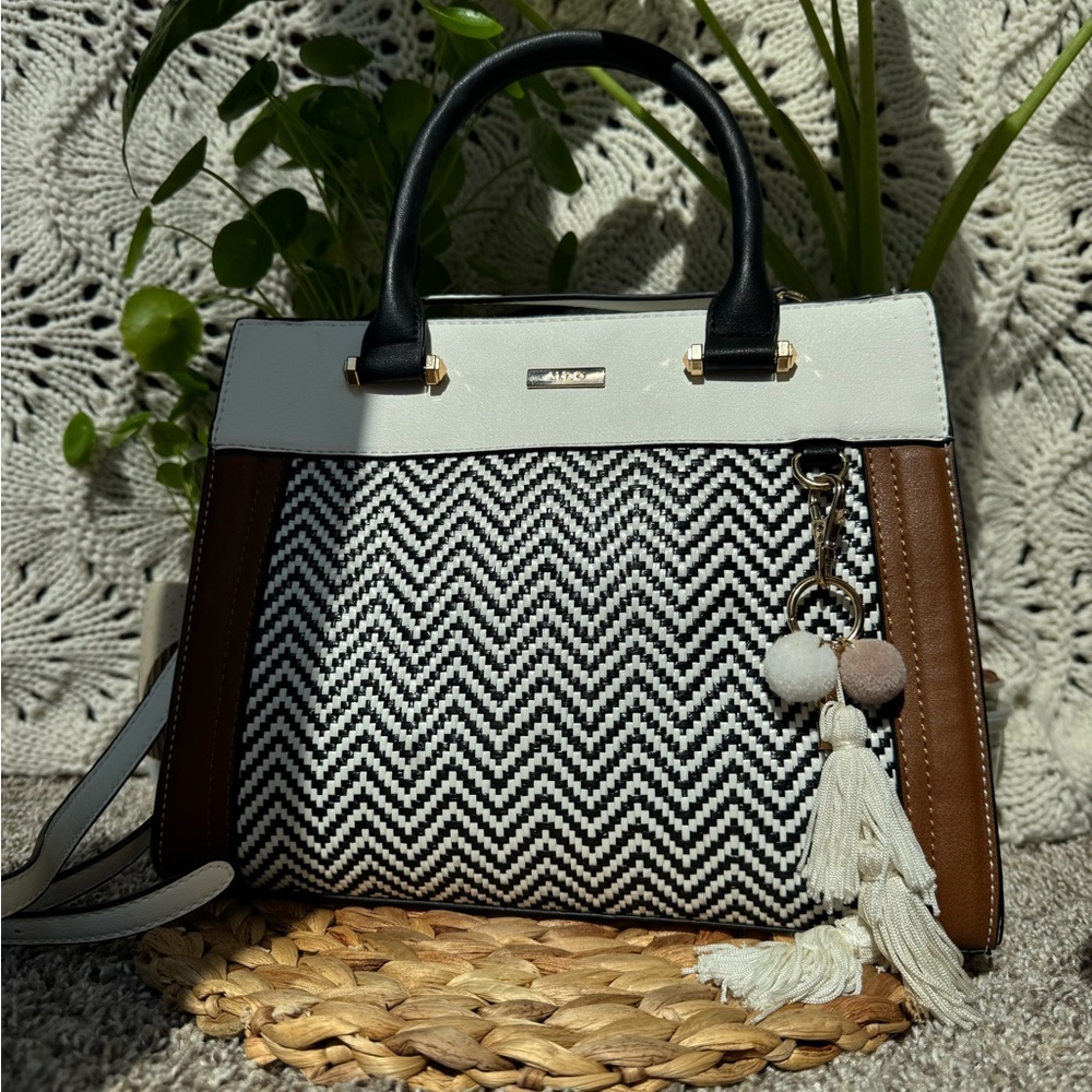 *SOLD* ALDO Black and White Chevron Handbag